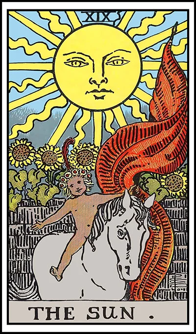 Karta Słońce z talii Rider–Waite Tarot