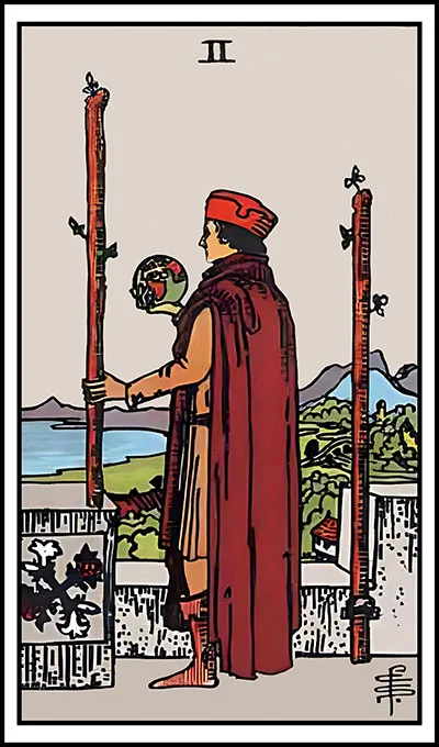 Karta Dwa Buław z talii Rider–Waite Tarot