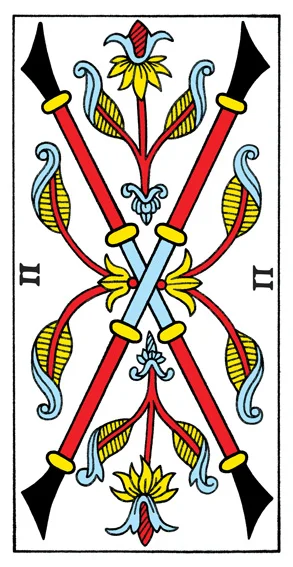 Karta Dwa Buław - Tarot marsylski