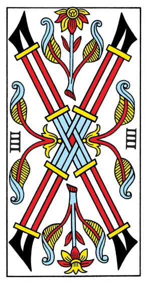 Karta Cztery Buław - Tarot marsylski