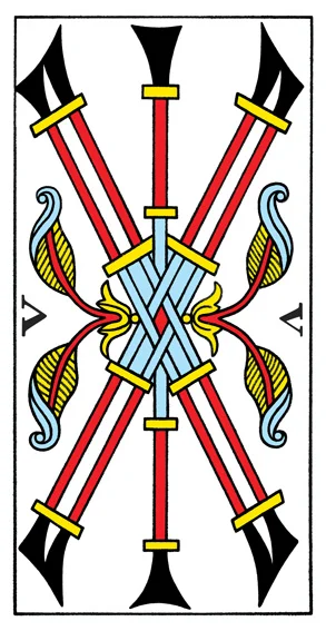 Karta Pięć Buław - Tarot marsylski