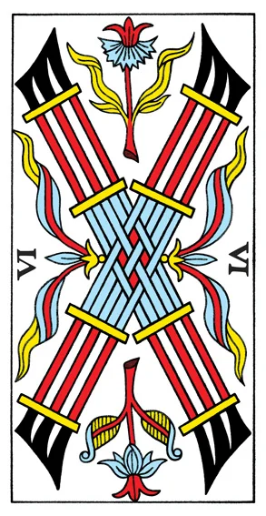 Karta Sześć Buław - Tarot marsylski