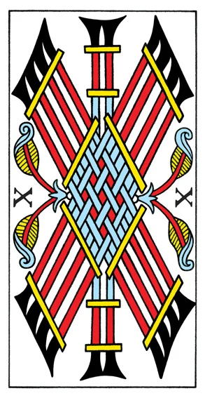 Karta Dziesięć Buław - Tarot marsylski