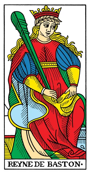 Karta Dama Buław - Tarot marsylski