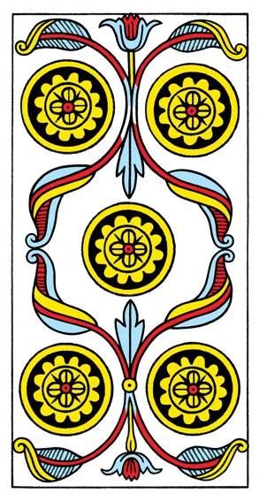 Karta Pięć Denarów - Tarot marsylski