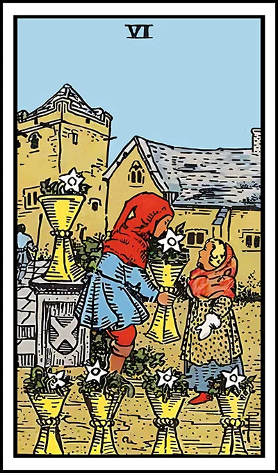 Karta Sześć z talii Rider–Waite Tarot