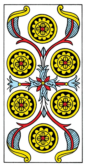 Karta Sześć Denarów - Tarot marsylski