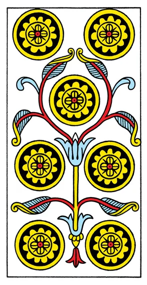 Karta Siedem Denarów - Tarot marsylski