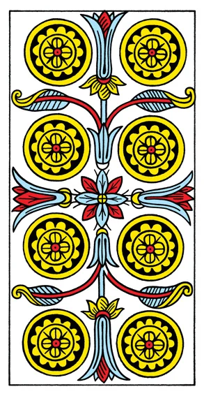 Karta Osiem Denarów - Tarot marsylski