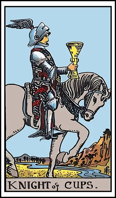 Karta Rycerz Kielichów z talii Rider–Waite Tarot