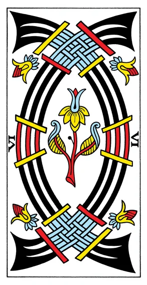 Karta Sześć Mieczy - Tarot marsylski