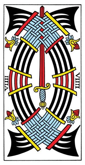 Karta Dziewięć Mieczy - Tarot marsylski