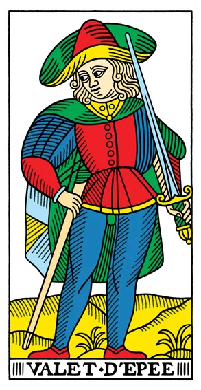 Karta Paź Mieczy - Tarot marsylski