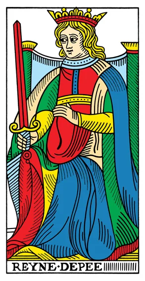 Karta Dama Mieczy - Tarot marsylski