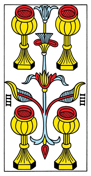 Karta Cztery Kielichów - Tarot marsylski