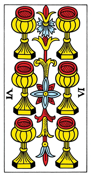 Karta Sześć Kielichów - Tarot marsylski