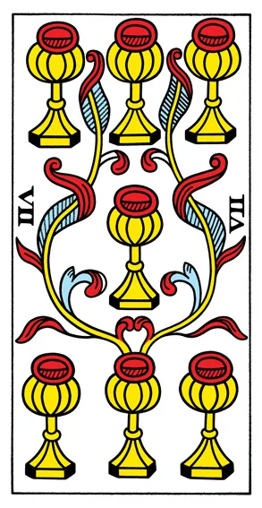 Karta Siedem Kielichów - Tarot marsylski