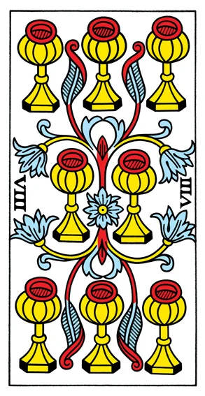 Karta Osiem Kielichów - Tarot marsylski