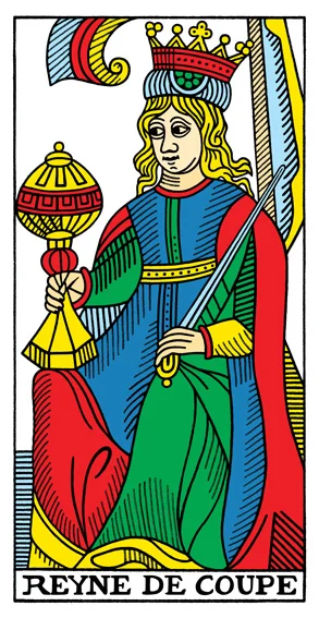 Karta Dama Kielichów - Tarot marsylski